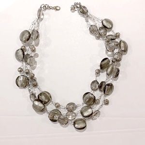 Necklace and Earrings, Triple Strand "Glass" Handmade NWOT